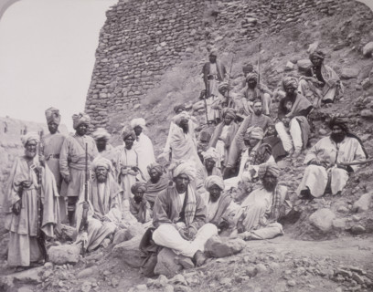 Khyber chiefs and khans with Captain Tucker, Political Officer in Jamrood Fort, Northwest Frontier