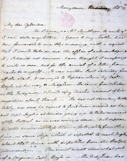 Letter from Jane Austen to her sister Cassandra from Manydown Park, 11 February 1801. Cassandra was