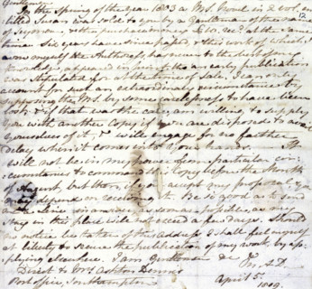 Jane Austen's draft copy of a letter to her publisher, Richard Crosby, 5 April 1809. She wrote to