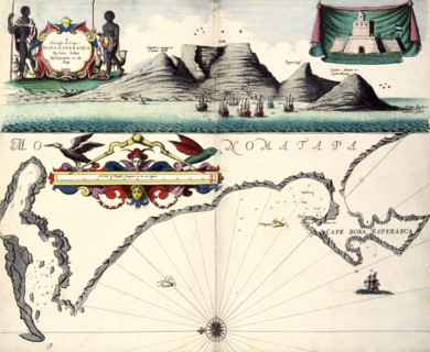 A Draught of Cape Bona Esperanca by Iohn Seller Hydrographer to the King, c1700. Prospect of Cape