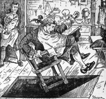 Sweeney Todd, the Demon Barber - I polish 'em off, c1880. A customer falling through the trapdoor.
