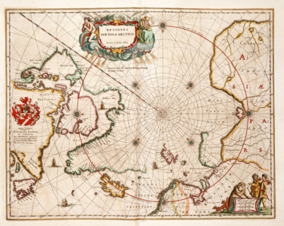 Map of the Arctic, 1662. 'Regiones sub Polo Arctico'. Despite their forbidding nature, the arctic