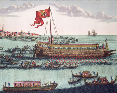 The Venetian Doge's State Galley, 1693. The splendid galley, used by the ruler of Venice, is