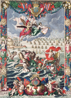 Frontispiece of Mortier's "Neptune François", 1693. Pieter Mortier was a Dutch publisher of French