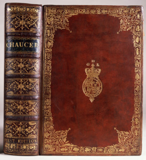 Copy of Caxton's first edition of Chaucer's "The Canterbury Tales", 1476. This book was bound,