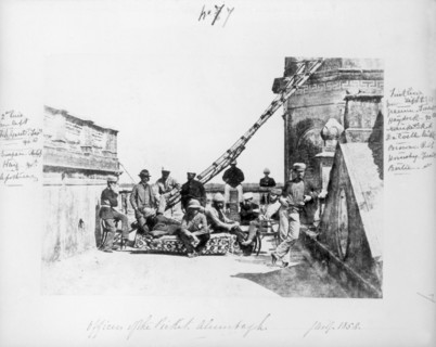 Picket officers at the Alambagh, Lucknow, during the Indian Mutiny, 1858. The siege of Lucknow was
