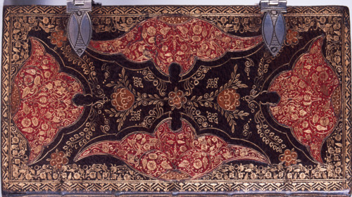 Lower cover of a Bible, 1657. Decorative cover of a Bible which was bound by Henry Evans in London.