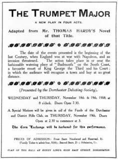 Bill advertising a performance of Thomas Hardy's "The Trumpet Major", 1908. 'A new play in four