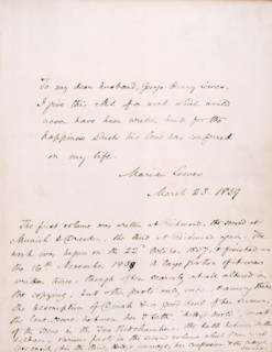 Dedication from George Eliot (Marian Lewes) to her partner, George Henry Lewes, in Vol I of "Adam