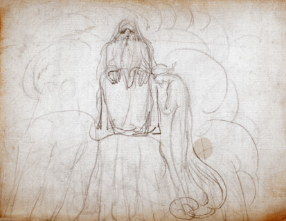 God the Father and Son, c1787-1818. Sketch on a page from the Manuscript Notebook, William Blake's