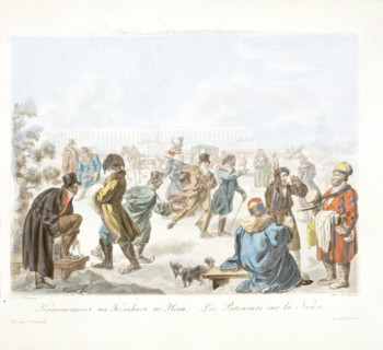 Les Patineurs sur la Neva, c1811-c1813. Winter scene: ice skaters on the River Neva in St