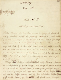The first page of Volume 2 of the manuscript of "Shirley", c1849. Charlotte Bronte's third novel.