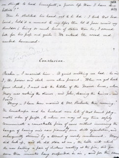 Manuscript of "Jane Eyre", 1846. Jane Eyre's love for Edward Rochester, the two main characters of