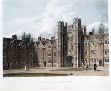 Second Court of St John's College, Cambridge University, Cambridgeshire, 1814. The poet, William