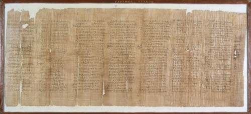 Greek papyrus horoscope for 1st April, 81 AD. An elaborate horoscope written on papyrus.