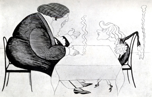 Caricature of Oscar Wilde and Lord Alfred Douglas, 1914. The relationship between Irish playwright