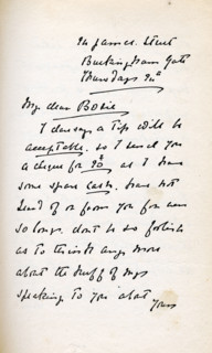 Letter to Lord Alfred Douglas from his father Lord Queensberry, c1890s. '24 James Street,