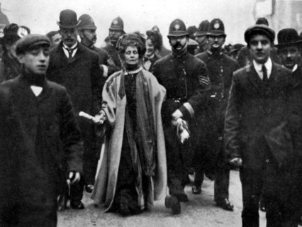 Arrest of Emmeline Pankhurst, London, 13 February 1908. Suffrage campaigner Emmeline Pankhurst was