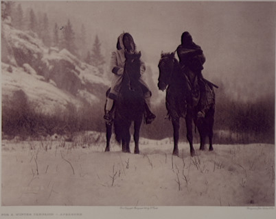 'For a Winter Campaign - Apsaroke', 1909. North American Indians on horseback. The warrior on the
