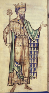 Drawing of a king holding a sceptre, c1250. Standing figure of a king. From the Westminster Psalter