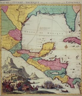 Map showing the Gulf of Mexico and surrounding area, 1705. New Mexico, Louisiana, Florida, Mexico,
