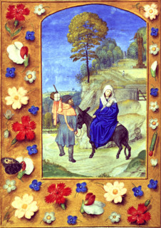The Flight into Egypt, c1480s. Vespers of the Hours of the Virgin. Border of trompe l'oeil