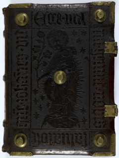 Front cover of "Historia Scholastica", by Petrus Comestor, c1451. Embossed leather cover, with