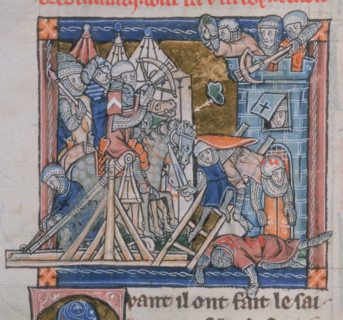 Guinevere besieged in the Tower of London by Mordred, c1300-c1310. From "Le Roman du Saint Graal",