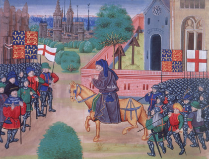 The Peasants' Revolt, c1469-c1480. The Peasant's Revolt, 1381, with banners of England and St