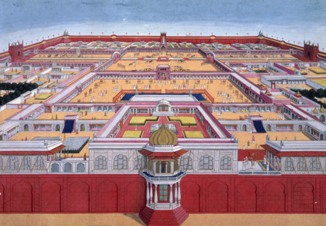 A bird's-eye view of the Red Fort at Delhi from the east, India, c1780-c1790. The Red Fort at