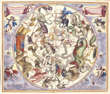 Hemisphaerium Australe. Southern hemisphere containing signs of the Zodiac, 1660.