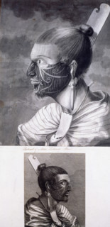 Two portraits of Maoris, c1768-c1780, 1769.  Head and shoulders portraits of two Maoris with