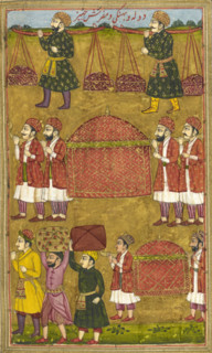 Gifts and palanquins sent by Khusrau to Shirin, 1726. From An Abridged Version Of Khusrau U Shirin