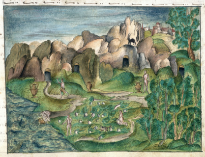 The natives of Venezuela, using gold vessels, cultivating maize and fishing, 1560-1632. From