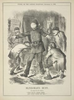 Blind-man's buff, 1888. From Punch Or The London Charivari.