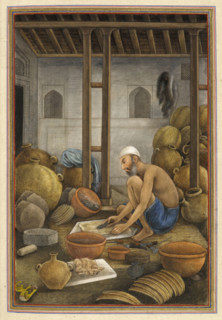 Leather bottle makers presumably members of the Chamaar Caste, 1825 . From Tashrih Al Aqvam An
