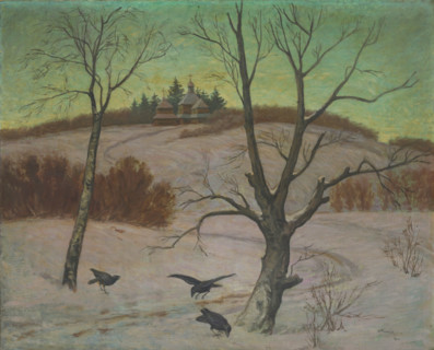 Winter landscape with a church, 1922.