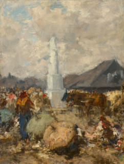 At the Market near the Holy Trinity Column in Szolnok, 1865-1875.
