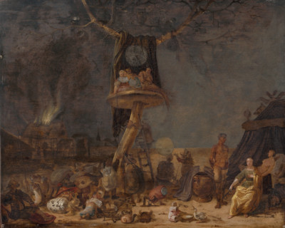 Patientia (Allegory of Patience), 1660-1670. Eerie scene - seemingly homeless people surrounded by
