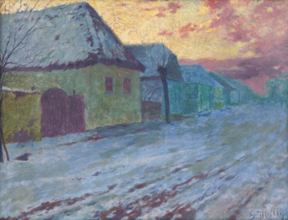 Sunset in Pezinok, around 1905.