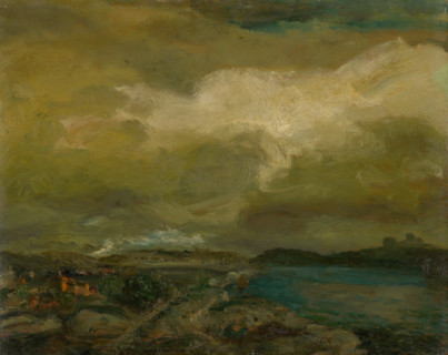 Landscape during a storm, c1910.