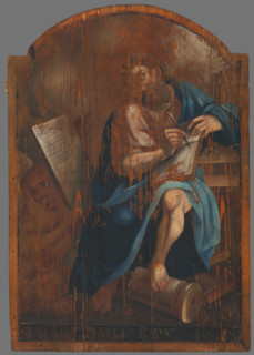 St. Mark the Evangelist, 1790-1820. The saint uses a quill pen to write his gospel.