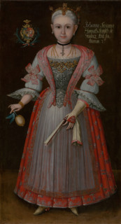 Johanna Zuzanna Horváthová aged seven, c1750. Young girl from a wealthy family, wearing a dress