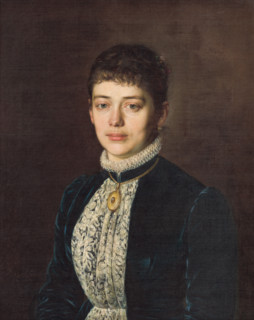 Portrait of Mrs. M. Mandelíková, 1884. Possibly the wife of Dr. Michal Mandelík.