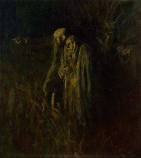 End of Life. Elderly Couple at Night, 1895-1900.
