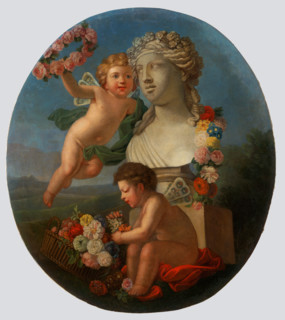 Decorative Panel with a Bust, Angels and Flowers, 1776.