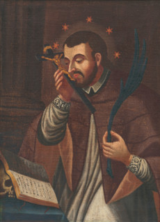 St. John of Nepomuk, 1785-1800. The saint kisses a crucifix in his right hand, and holds a palm