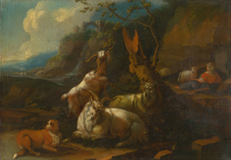 Goats and shepherdess, 1680-1700.