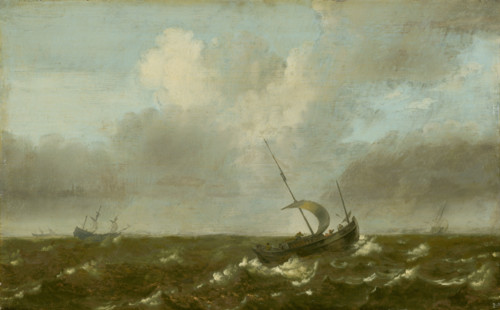 Boats on a stormy sea, c1650.