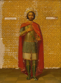 Saint George, 1850-1860. The saint wearing breastplate, chain mail and a cloak.